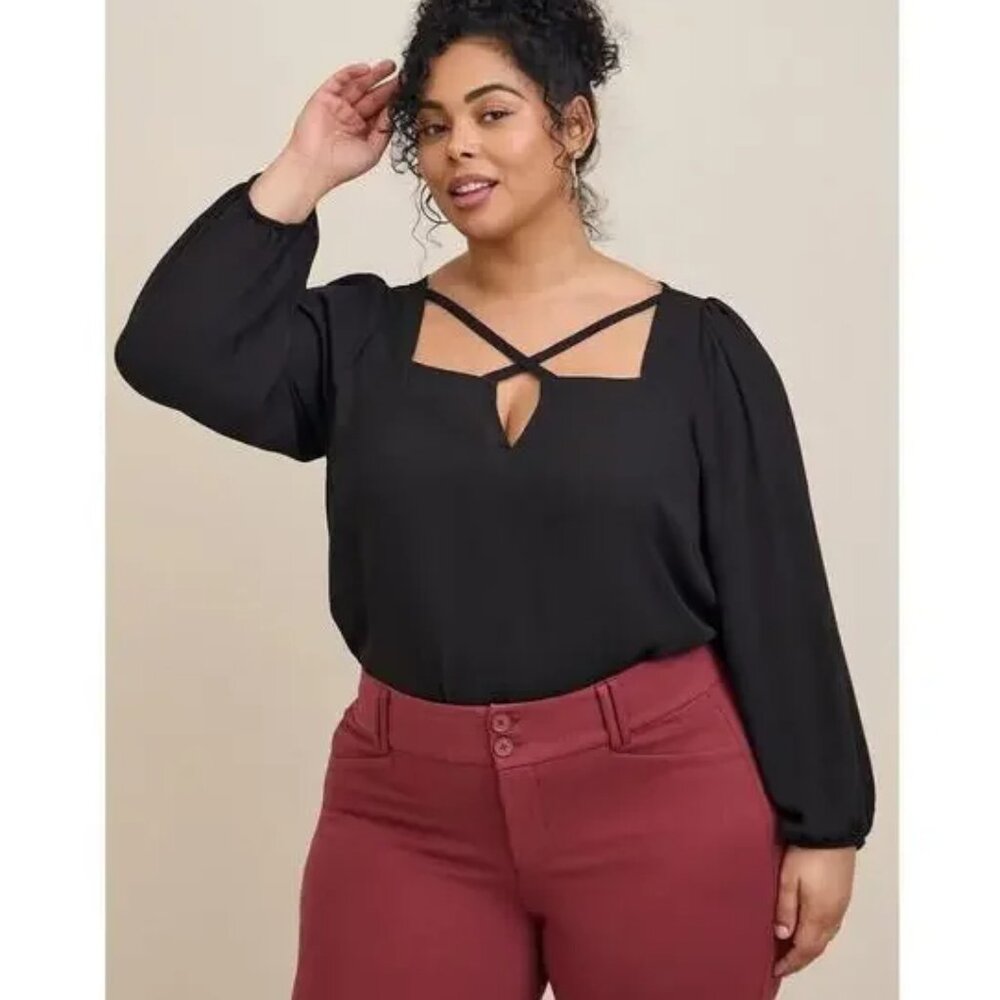 Black Size 6 Crisscross Blouse
